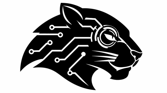 Cybernetic tiger head robot mascot logo