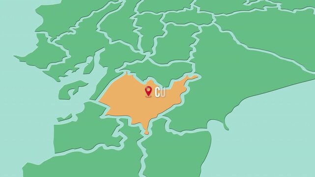 Mapa de Ecuador con divisi&oacute;n pol&iacute;tica resaltando la provincia Azuay con su capital Cuenca