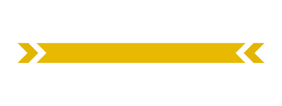 Yellow flat ribbon banner with arrow ends for web design and text decoration