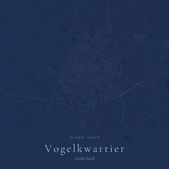 Obraz premium Blueprint Map of Vogelkwartier, Netherlands | Architectural Line Art Poster