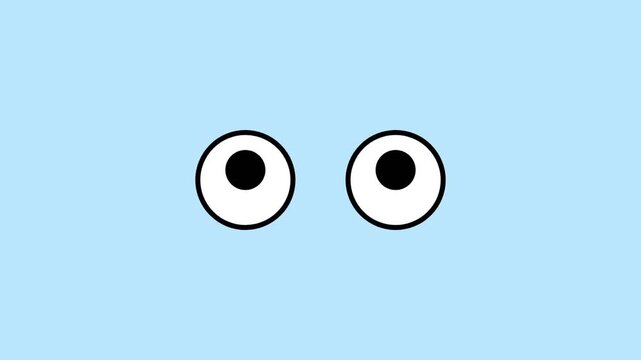 Cartoon googly eyes moving on a light blue background