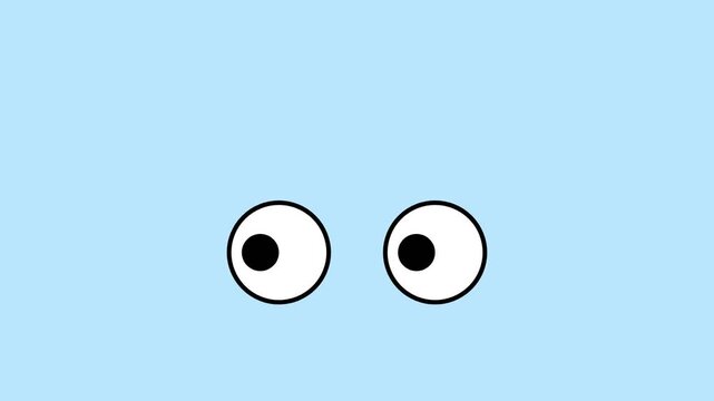 Simple cartoon googly eyes animation on a light blue background.