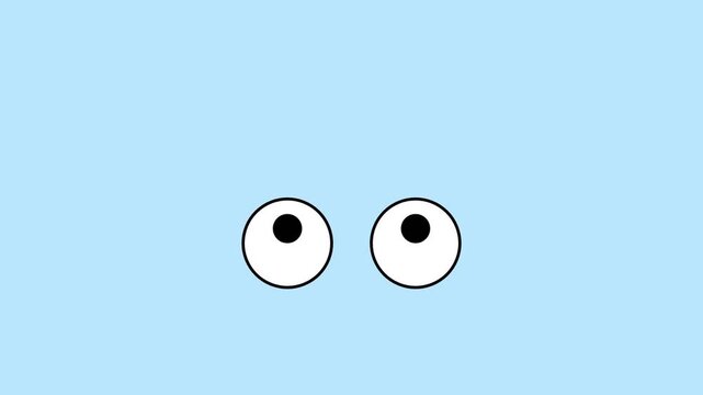 Minimalist illustration of cartoon googly eyes on a light blue background