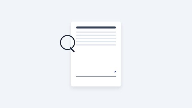 Minimalist animation of a digital document being signed.