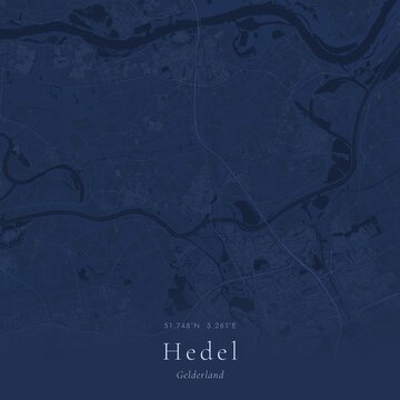 Blueprint Map of Hedel, Netherlands | Architectural Line Art Poster