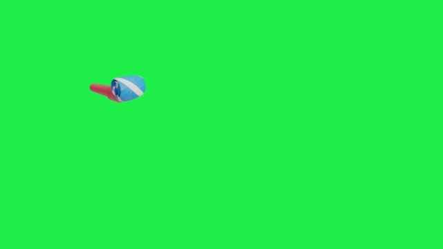 Party blower noise maker on green screen background for birthday party celebration video element