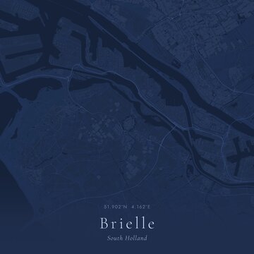 Blueprint Map of Brielle, Netherlands | Architectural Line Art Poster
