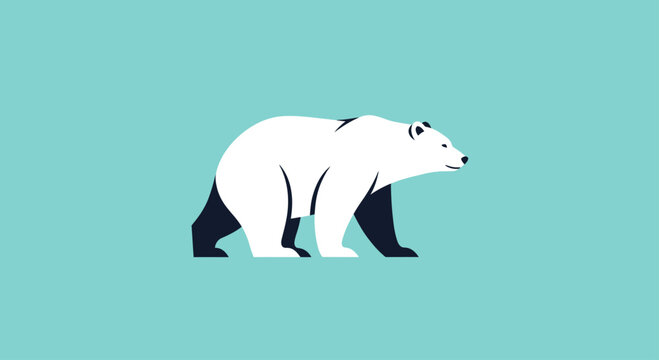 Minimalist polar bear profile icon on teal background.