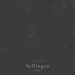 Obraz premium Minimalist Street Map of Sellingen, Netherlands | Black and White Line Art