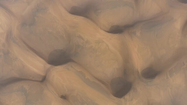 Top Down Aerial View of Desert Sand Dunes After Rain in Saudi Arabia