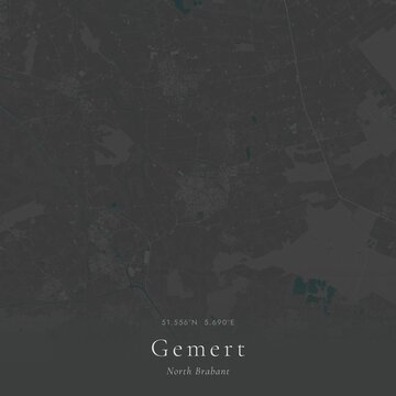 Minimalist Street Map of Gemert, Netherlands | Black and White Line Art