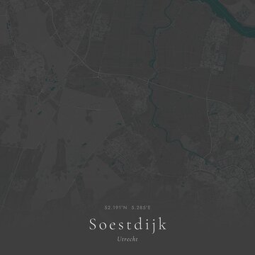 Minimalist Street Map of Soestdijk, Netherlands | Black and White Line Art