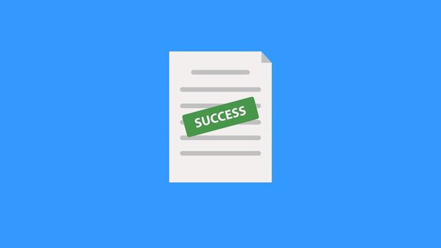 document animation with success stamp