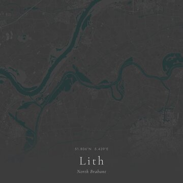 Minimalist Street Map of Lith, Netherlands | Black and White Line Art