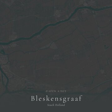 Minimalist Street Map of Bleskensgraaf, Netherlands | Black and White Line Art