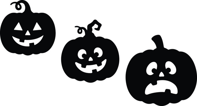 Spooky halloween pumpkins 3 different jack o' lantern faces for festive decorations