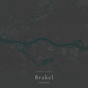 Minimalist Street Map of Brakel, Netherlands | Black and White Line Art