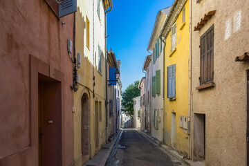 Obraz premium Nans-les-Pins, typical village in the Var, colorful houses in the historic center 