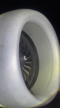Fanblade engine CFM 56-7B on night.