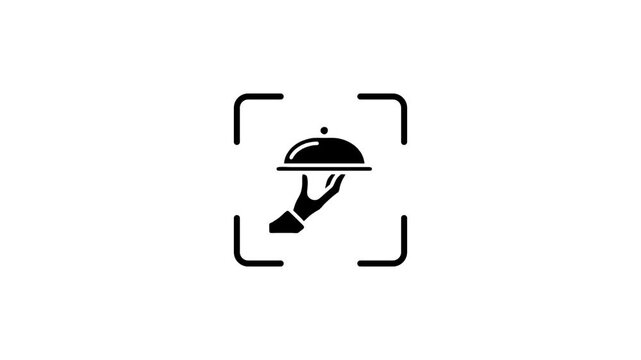 Food detection technology in action scanning dish with glowing light in camera viewfinder.