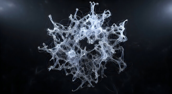 Abstract neural network visualization complex interconnected nodes and pathways in digital art