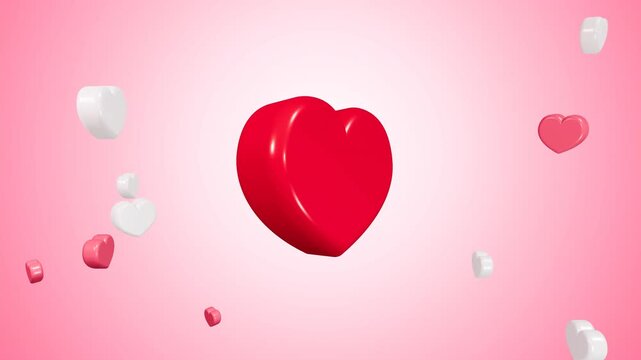 Modern 3D Red and White Looping Heart Animation for Valentine's Day