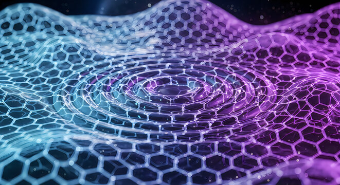 Abstract graphene network with rippling energy waves futuristic tech visualization
