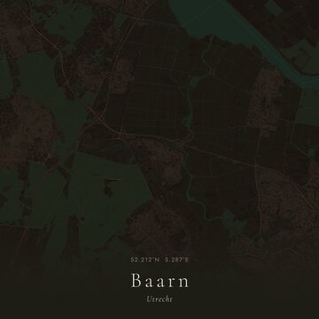 Dark Map of Baarn, Netherlands | Moody Linen Wall Art
