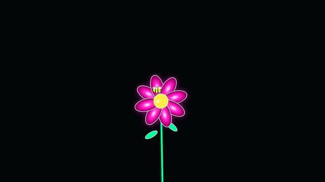 Animated cartoon flowers bloom during a bright golden week as tiny yellow insects buzz around engaging in sustainable commuting patterns across the digital screen landscape