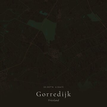 Dark Map of Gorredijk, Netherlands | Moody Linen Wall Art