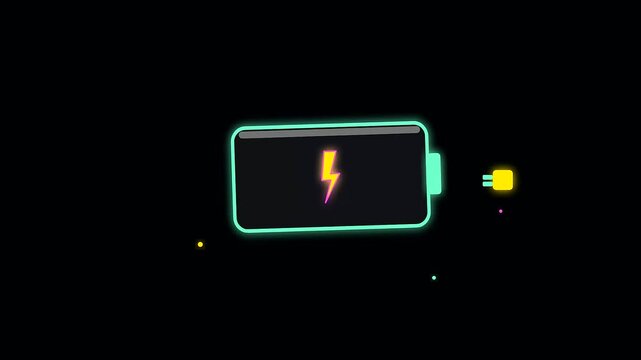 Neon battery icons charge up during golden week as sustainable commuting becomes the priority for modern urbanites seeking energy efficiency through sleek vibrant glowing interface elements