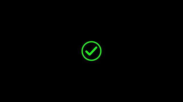 Abstract Green check mark icon animation verified success symbol on transparent background.right mark icon. check box, tick box, green check mark.