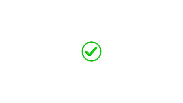 Abstract Green check mark icon animation verified success symbol on transparent background.right mark icon. check box, tick box, green check mark.