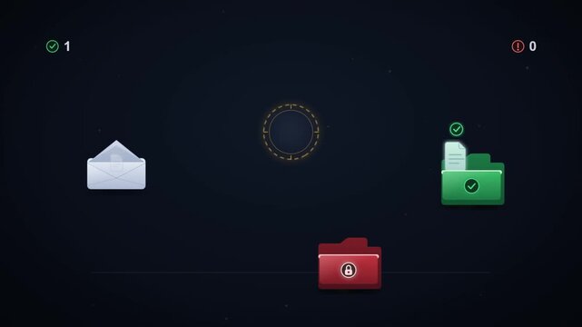 Antivirus email scanner animation filtering messages and blocking cyber threats