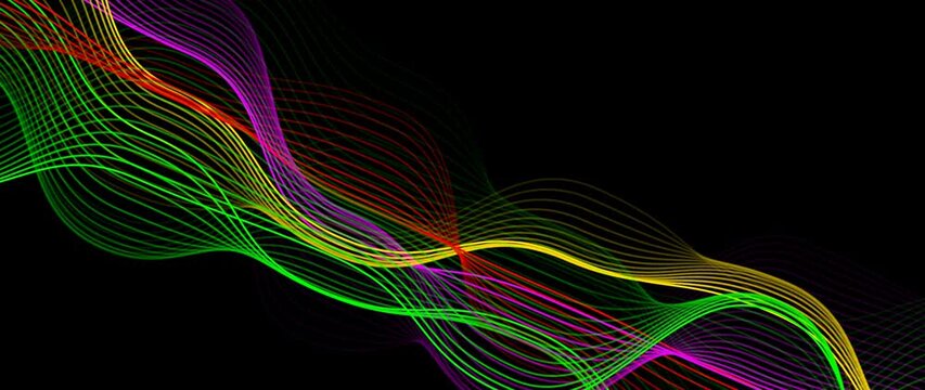 Futuristic Digital Wave Motion with Glowing Green Curves, flowing particle vector abstract background Computer Animation, Abstract Green Wave Motion Background 4K Seamless Loop