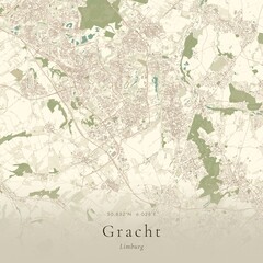 Naklejka premium Vintage Canvas Map of Gracht, Netherlands | Scandinavian Wall Art | Historic Topographic