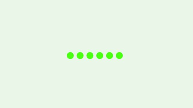Minimalist green typing (loading) animation of dots on a white background.