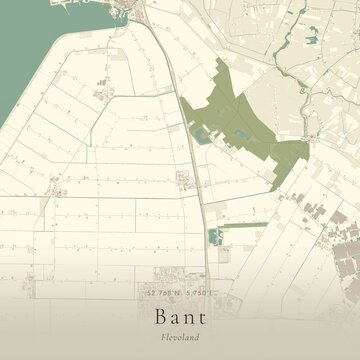 Vintage Canvas Map of Bant, Netherlands | Scandinavian Wall Art | Historic Topographic