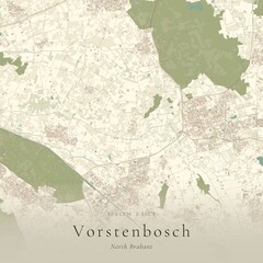 Naklejka premium Vintage Canvas Map of Vorstenbosch, Netherlands | Scandinavian Wall Art | Historic Topographic