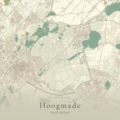 Fototapeta premium Vintage Canvas Map of Hoogmade, Netherlands | Scandinavian Wall Art | Historic Topographic