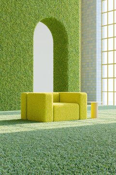 a living green architectural space evoking outdoor and indoor design themes