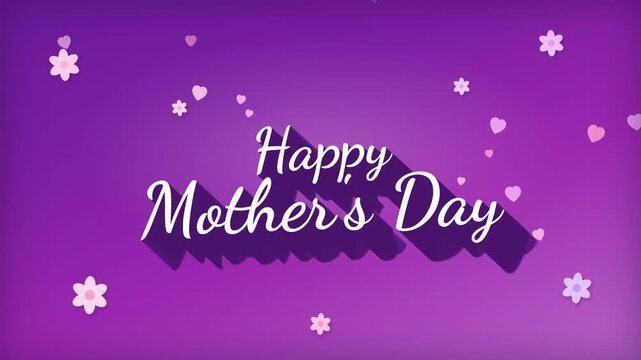 Handwritten Happy Mother's Day Animation with Purple Gradient and Flowers