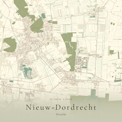 Obraz premium Vintage Canvas Map of Nieuw-Dordrecht, Netherlands | Scandinavian Wall Art | Historic Topographic