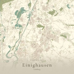 Fototapeta premium Vintage Canvas Map of Einighausen, Netherlands | Scandinavian Wall Art | Historic Topographic