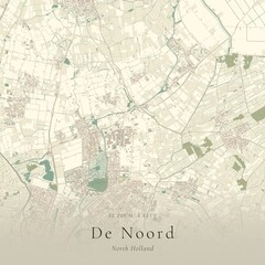 Naklejka premium Vintage Canvas Map of De Noord, Netherlands | Scandinavian Wall Art | Historic Topographic