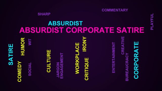 Absurdist Corporate Satire Word Cloud