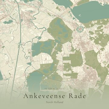 Vintage Canvas Map of Ankeveense Rade, Netherlands | Scandinavian Wall Art | Historic Topographic