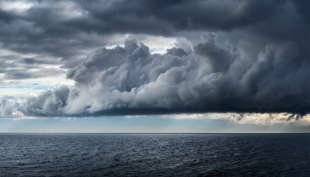 Majestic Gray Clouds Over The Horizon Without Birds