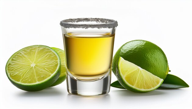 Glass Shot Of Tequila Isolated On White Background Ai Generated
