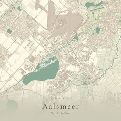 Fototapeta premium Vintage Canvas Map of Aalsmeer, Netherlands | Scandinavian Wall Art | Historic Topographic